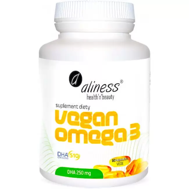 Aliness Vegan Omega 3 DHA 250mg 60kaps vege - suplement diety
