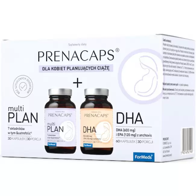 ForMeds Prenacaps multiplan 30kaps + DHA i EPA Omega-3 60kaps - suplement diety dla Kobiet planujących ciążę