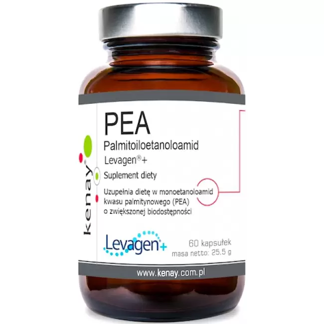 Kenay PEA Palmitoiloetanoloamid Levagen®+ 60kaps - suplement diety Kwas Palmitynowy USA