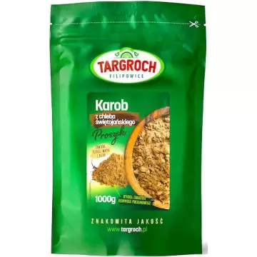 Targroch Karob proszek z Chleba Świętojańskiego 1000g (1kg) Błonnik Żelazo Wapń Potas Zamiennik kakao