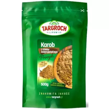 Targroch Karob proszek z Chleba Świętajańskiego 500g Błonnik Żelazo Wapń Potas Zamiennik Kakao