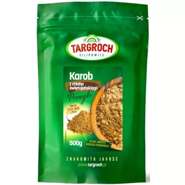 Targroch Karob proszek z Chleba Świętajańskiego 500g Błonnik Żelazo Wapń Potas Zamiennik Kakao