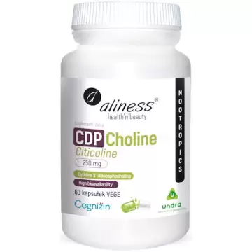 Aliness CDP Choline (Citicoline) 250mg 60kaps vege - suplement diety Cytykolina Koncentracja Pamięć Nootropik