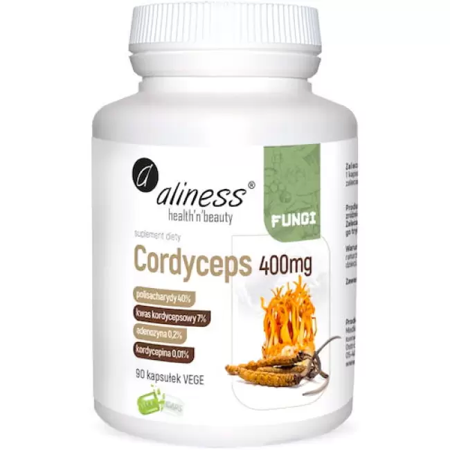 Aliness Cordyceps 400mg (Maczużnik Chiński) 90kaps vege - suplement diety Kordyceps Fungi