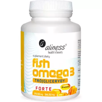 Aliness Fish Omega 3 Forte Trójglicerydy 60kaps - suplement diety Kwasy rybie EPA, DHA