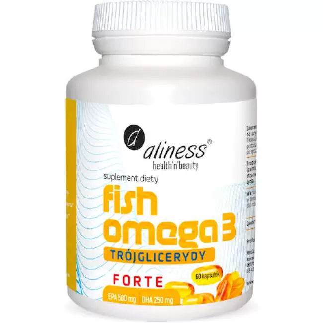 Aliness Fish Omega 3 Forte Trójglicerydy 60kaps - suplement diety Kwasy rybie EPA, DHA