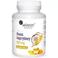 Aliness Kwas kaprylowy (60% C8) 600mg 90kaps - suplement diety Keto Candida Jelita