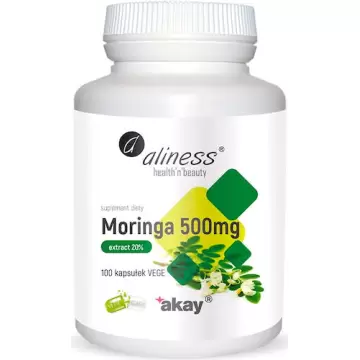 Aliness Moringa Oleifera ekstrakt 20% 500mg 100kaps vege - suplement diety Odporność Drzewo długiego życia