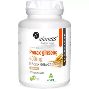 Aliness Panax Ginseng (Żeń-Szeń koreański) 400mg 100kaps vege - suplement diety Koncentracja Stres