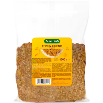 Bakalland Chrupiące Crunchy z miodem 1000g Płatki śniadaniowe 1kg Mieszanka zbóż