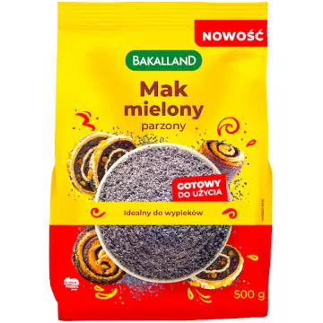 Bakalland Mak mielony parzony niebieski 500g Gotowy do użycia Wypieki