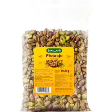 Bakalland Orzechy Pistacjowe surowe łuskane całe bez soli 1000g Pistacje bez łupiny świeże 1kg Białko