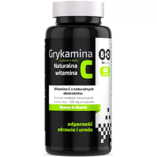 Bioorganic Grykamina naturalna witamina C 60kaps - suplement diety Odporność Zdrowie Uroda Gryka Liczi