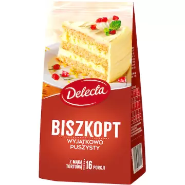 Delecta Biszkopt wyjątkowo puszysty 380g Gotowe ciasto 16 porcji