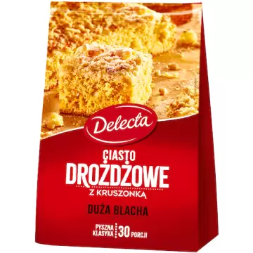 Delecta Ciasto Drożdżowe z kruszonką 600g Duża blacha 30 porcji Puszyste