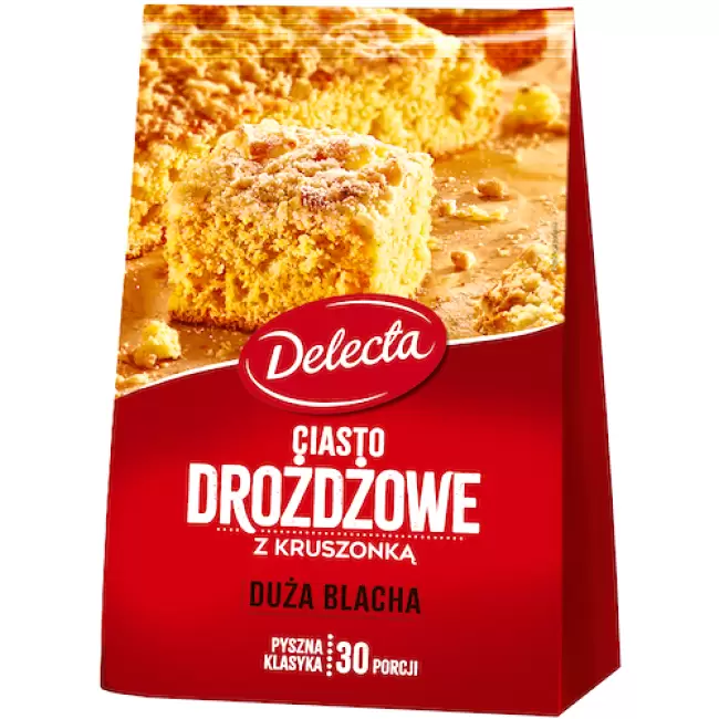 Delecta Ciasto Drożdżowe z kruszonką 600g Duża blacha 30 porcji Puszyste