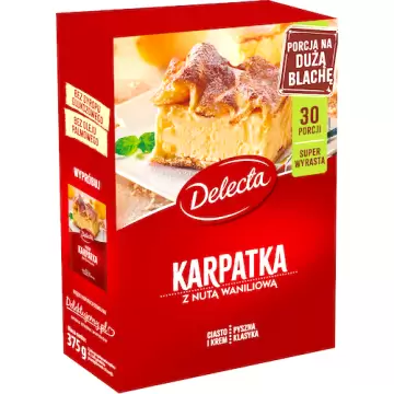 Delecta Ciasto Karpatka i Krem z nutą waniliową 375g Duża blacha 30 porcji