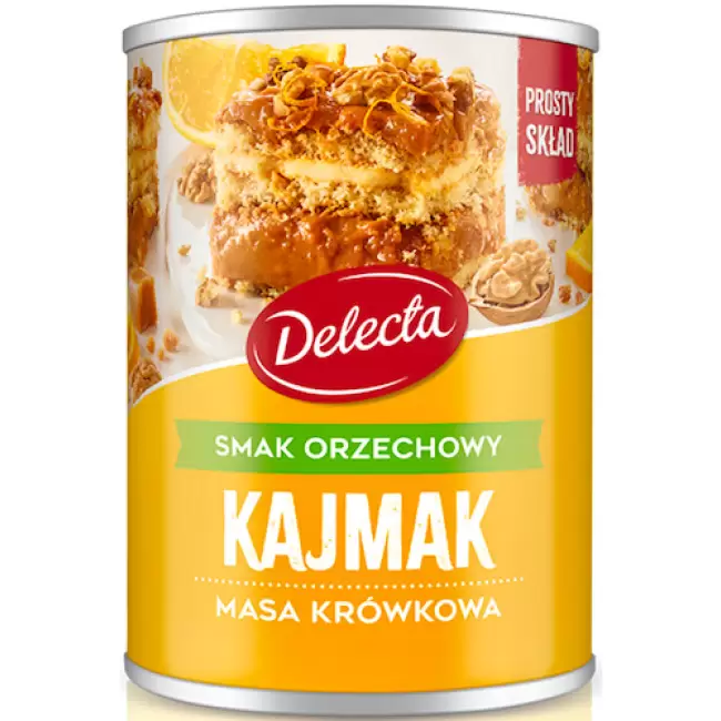 Delecta Kajmak Masa krówkowa smak orzechowy 400g Ciasta Desery Gęsta Mazurek Wafle Prosty skład