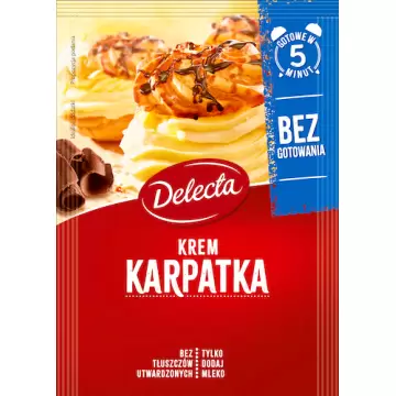 Delecta Krem Karpatka do ciast 136g Waniliowa w 5min bez gotowania Gładka masa