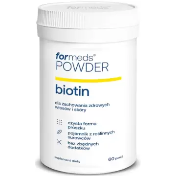 ForMeds Powder F-BIOTIN Biotyna 2500mcg 60prc proszek - suplement diety Witamina B7 H Włosy Skóra Paznokcie