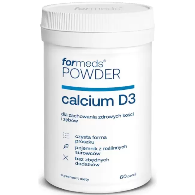 ForMeds Powder F-CALCIUM D-3 Cytrynian Wapnia Witamina D3 60prc proszek - suplement diety Kości Zęby Mięśnie