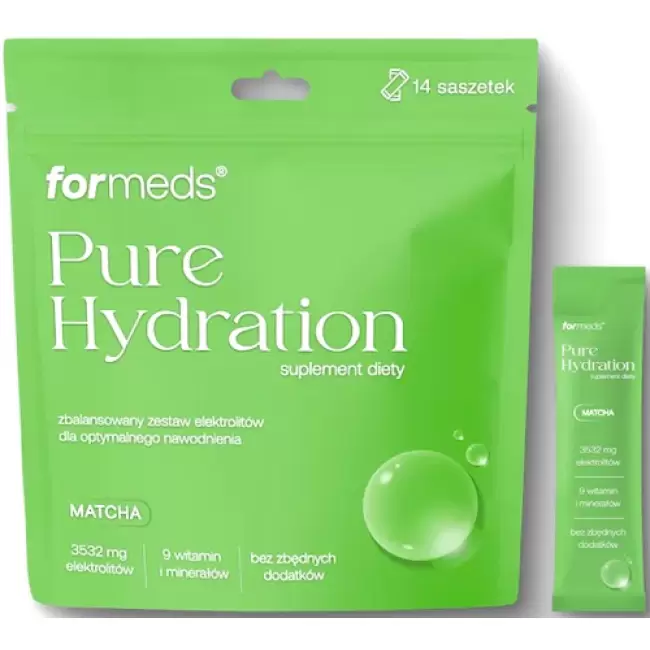 ForMeds Pure Hydration Matcha 131,8 g 14 saszetek - suplement diety Elektrolity w proszku Nawodnienie Energia