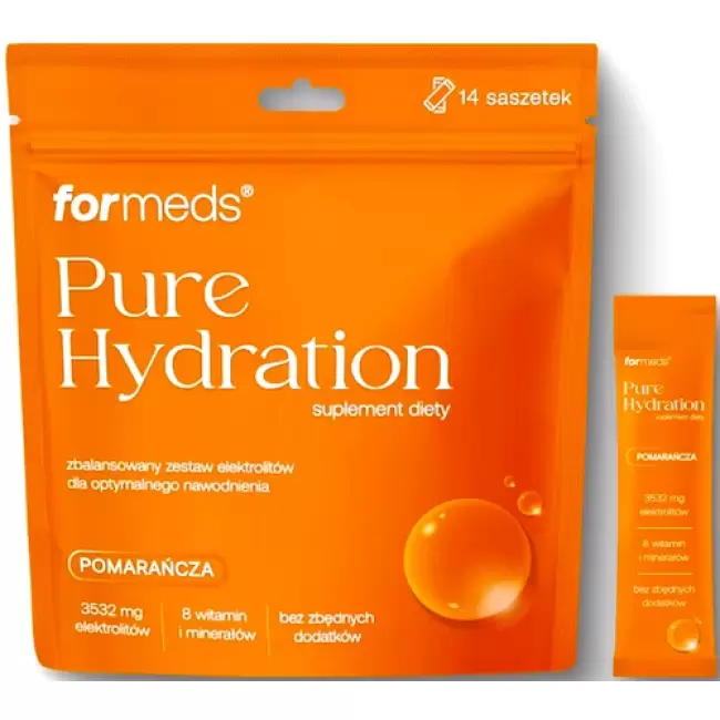 ForMeds Pure Hydration Pomarańcza 131,8 g 14 saszetek - suplement diety Elektrolity w proszku Nawodnienie Energia