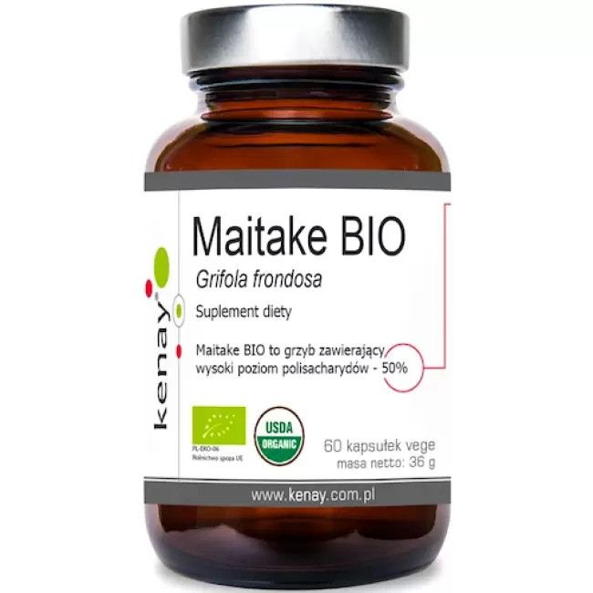 Kenay Maitake BIO Grifola frondosa 60kaps vege - suplement diety Grzyb organiczny 50% Polisacharydów