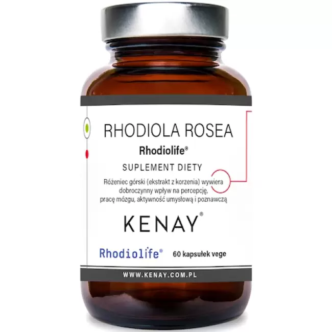 Kenay Rhodiola Rosea Różeniec Górski ekstrakt z korzenia 60kaps vege - suplement diety Percepcja Mózg