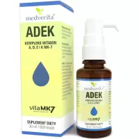 Medverita ADEK (Retinol) Kompleks witamin A, D3, E i K MK-7 30ml krople - suplement diety Odporność Wzrok Kości