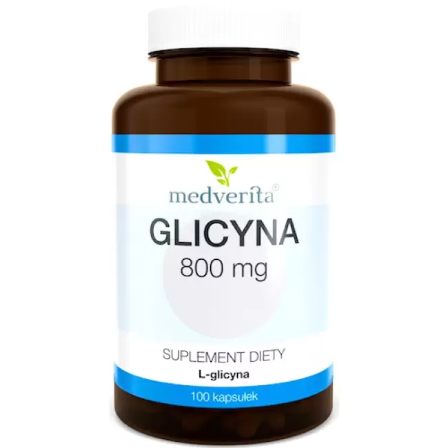 Medverita Glicyna 800mg L-glicyna 100kaps suplement diety Aminokwas Pamięć Sen