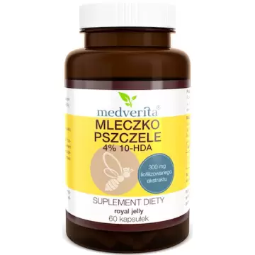 Medverita Mleczko pszczele ekstrakt 4% 10-HDA 300mg 60kaps - suplement diety royal jelly