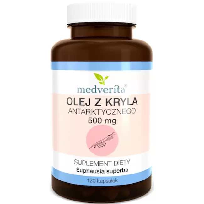 Medverita Olej z kryla antarktycznego Krill Oil 120kaps - suplement diety Omega-3 DHA Astaksantyna Odporność