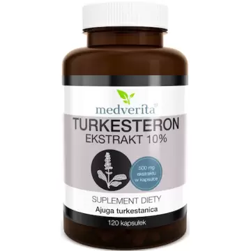 Medverita Turkesteron 500mg ekstrakt 10% 120kaps Ajuga Witalność Stres Energia