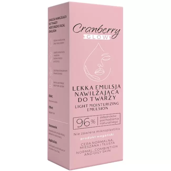 NOVA GOCranberry Lekka formuła nawilżający krem do twarzy na dzień 50ml vege Naturalny Nawilża Łagodzi Chroni