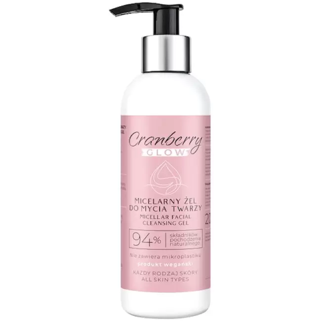 NOVA GOCranberry Micelarny żel do mycia twarzy i demakijażu 200ml vege Naturalny Oczyszczanie Podrażnienia