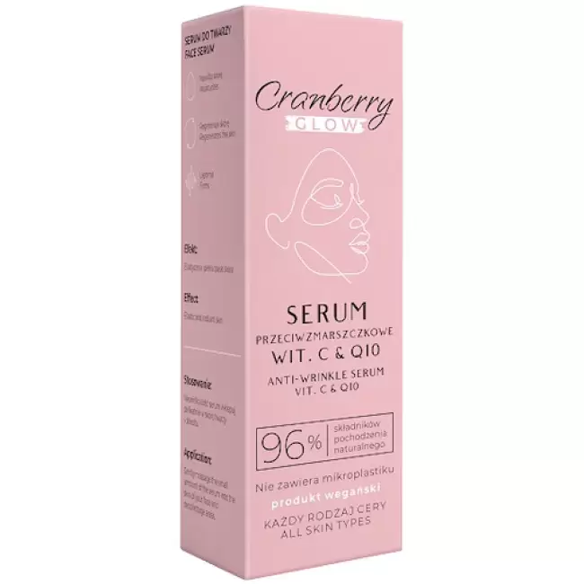 NOVA GOCranberry Serum Przeciwzmarszczkowe Wit.C+E+Q10 30ml Naturalne Nawilżenie Regeneracja Ujędrnienie