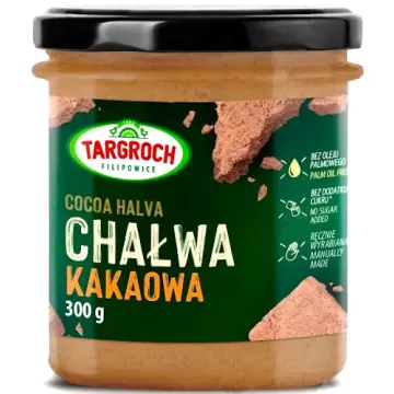 Targroch Chałwa Kakaowa 300g Bez dotatku Cukru i Oleju Palmowego Naturalna z Pistacjami Sezam Ksylitol