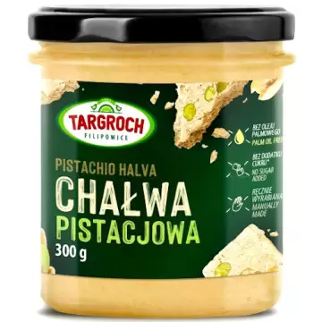 Targroch Chałwa Pistacjowa 300g Bez dotatku Cukru i Oleju Palmowego Naturalna z Pistacjami Sezam Ksylitol