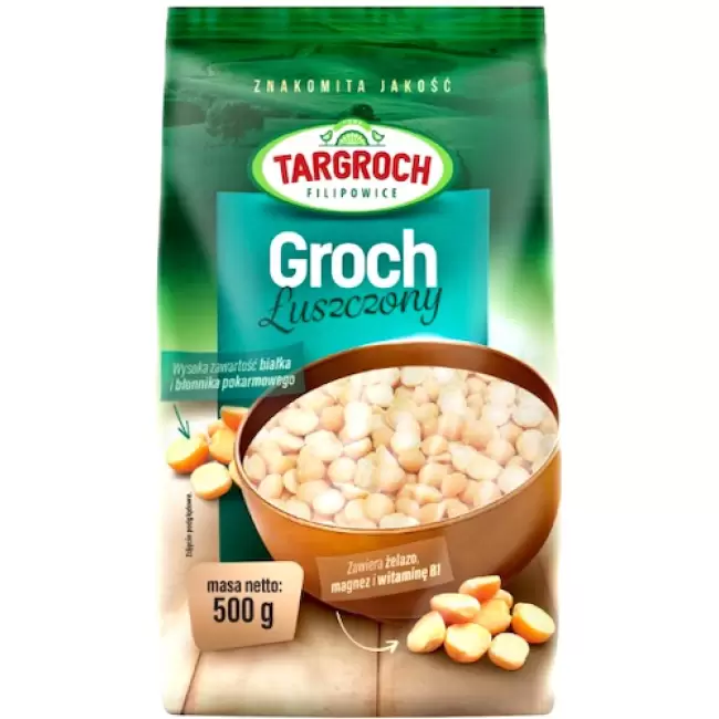 Targroch Groch łuszczony 500g Naturalny Łuskany Białko Błonnik Żelazo Magnez B1