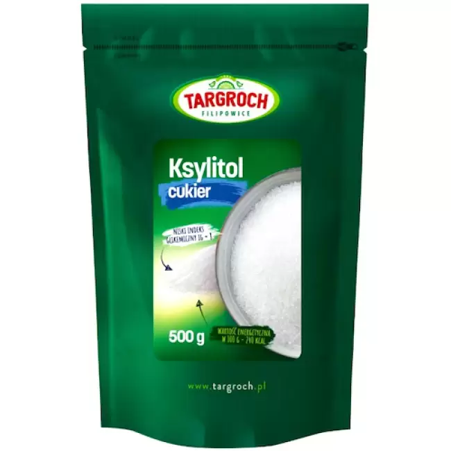 Tragroch Ksylitol xylitol 500g cukier kukurydziany Niski Indeks Glikemiczny IG=8