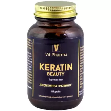 Vit Pharma Keratin Beauty 60kaps Zniszczone Włosy Łamliwe Paznokcie Biotyna Pokrzywa 13 składników