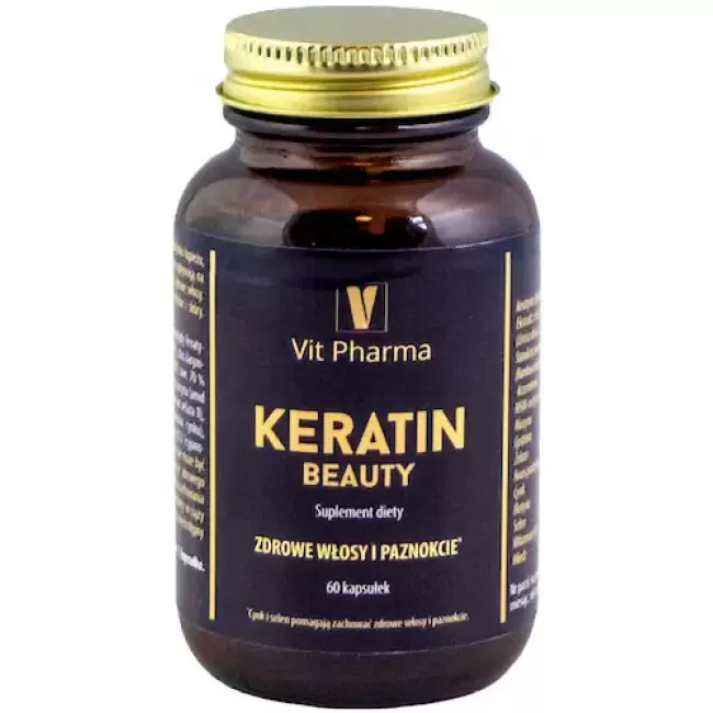 Vit Pharma Keratin Beauty 60kaps Zniszczone Włosy Łamliwe Paznokcie Biotyna Pokrzywa 13 składników